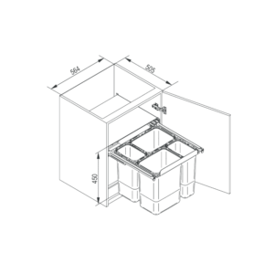 Waste container JC609 tall front 60