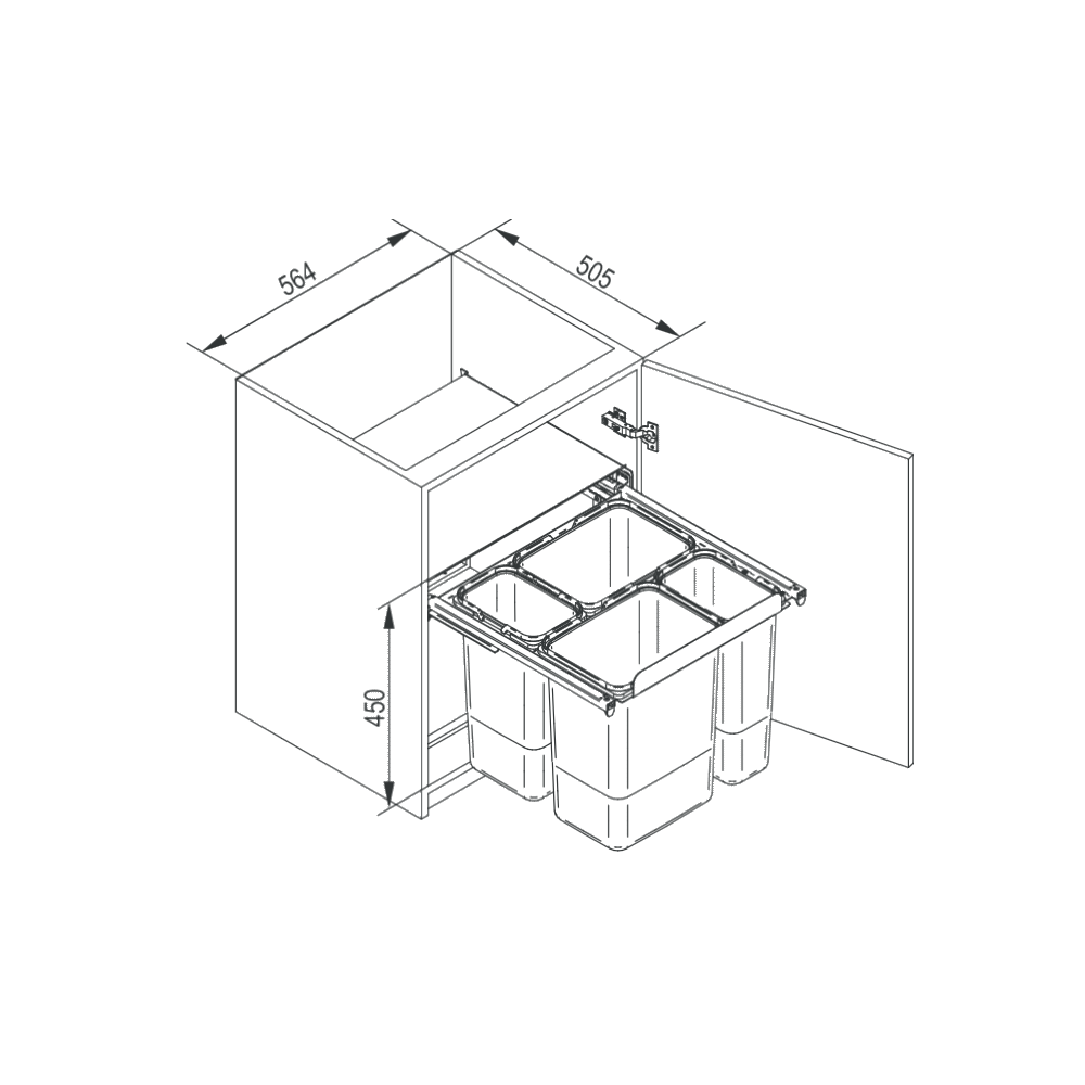Waste container JC609 tall front 60