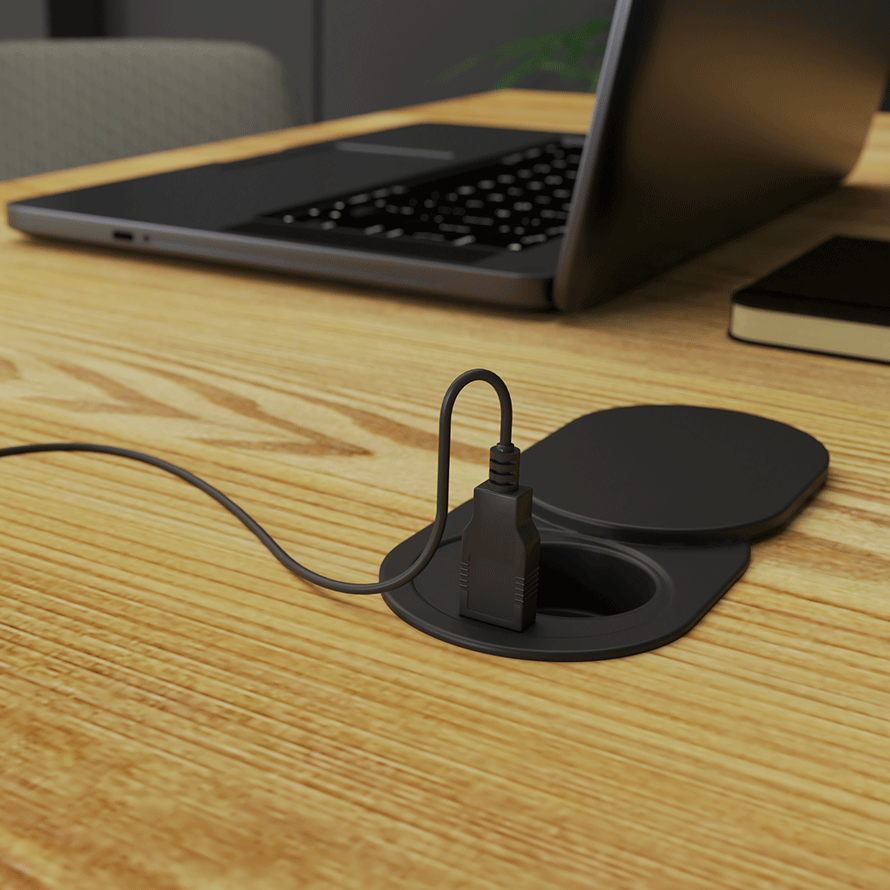 ELEKTRIMA SLIDER Desk power strip inset round