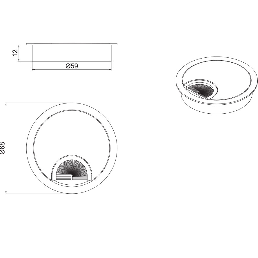 Cable grommet round DOCKER CIRCLE fi 60
