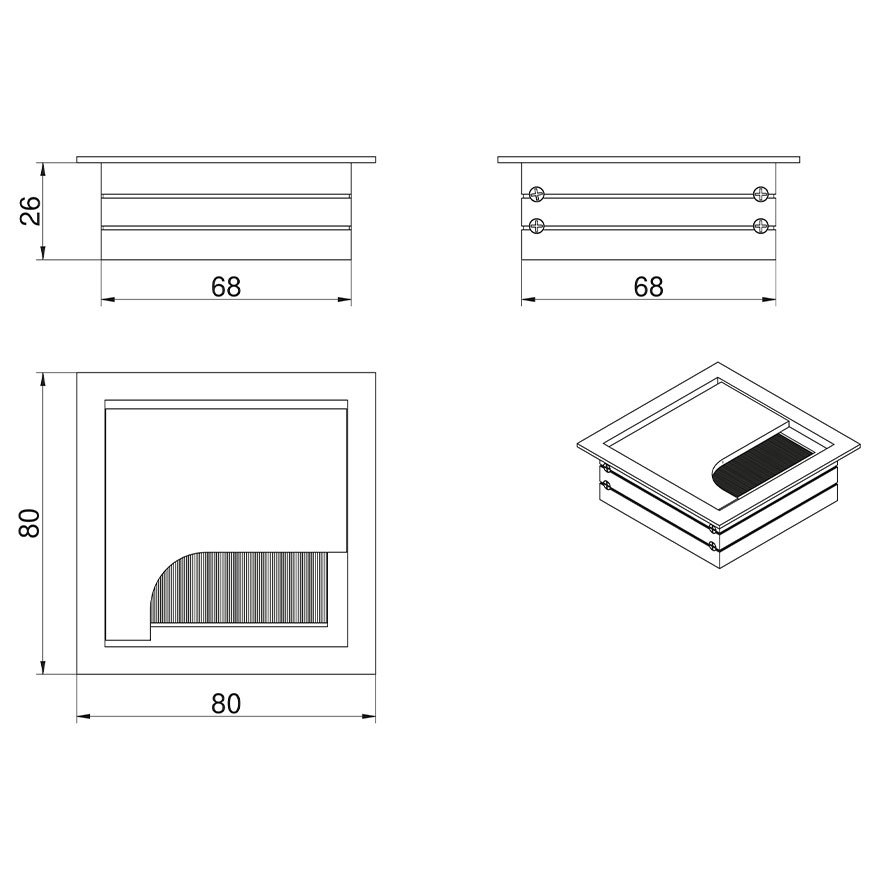 Cable grommet square DOCKER 80×80