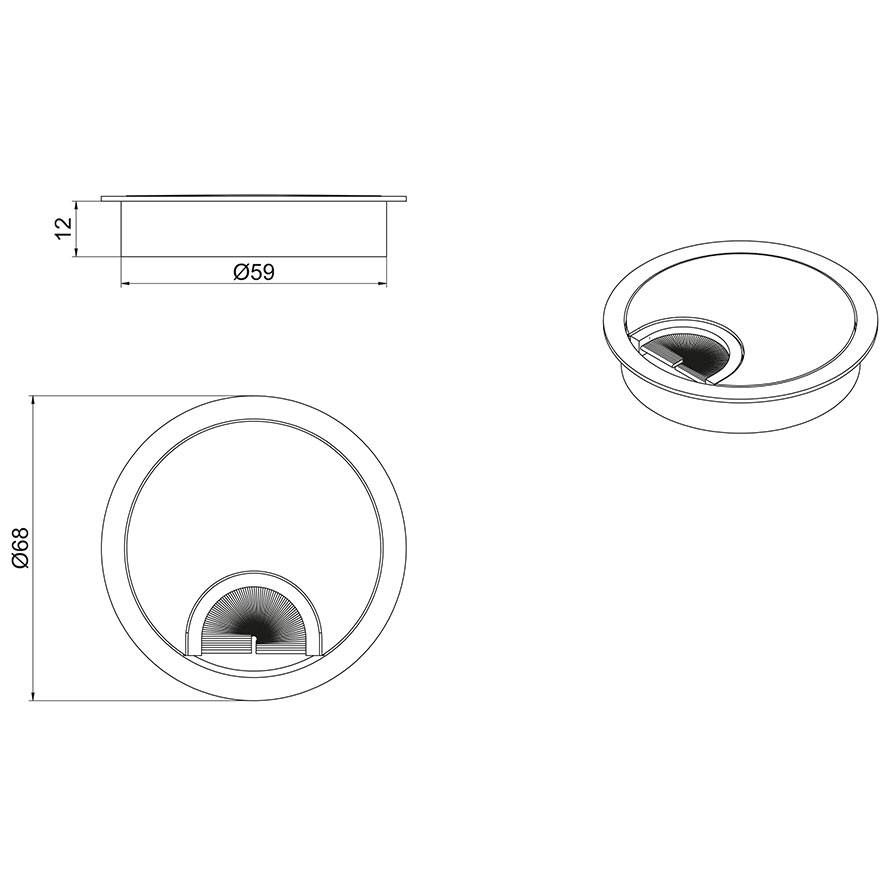 Cable grommet round DOCKER CIRCLE fi 60