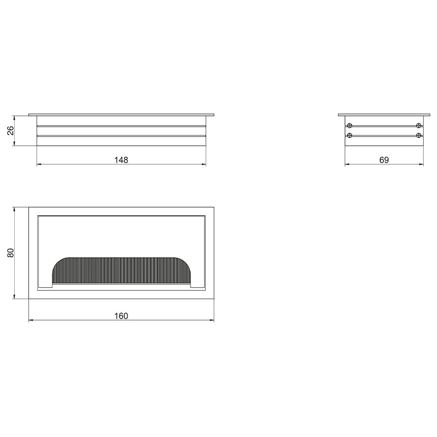 Cable grommet rectangular DOCKER 80×160 mm