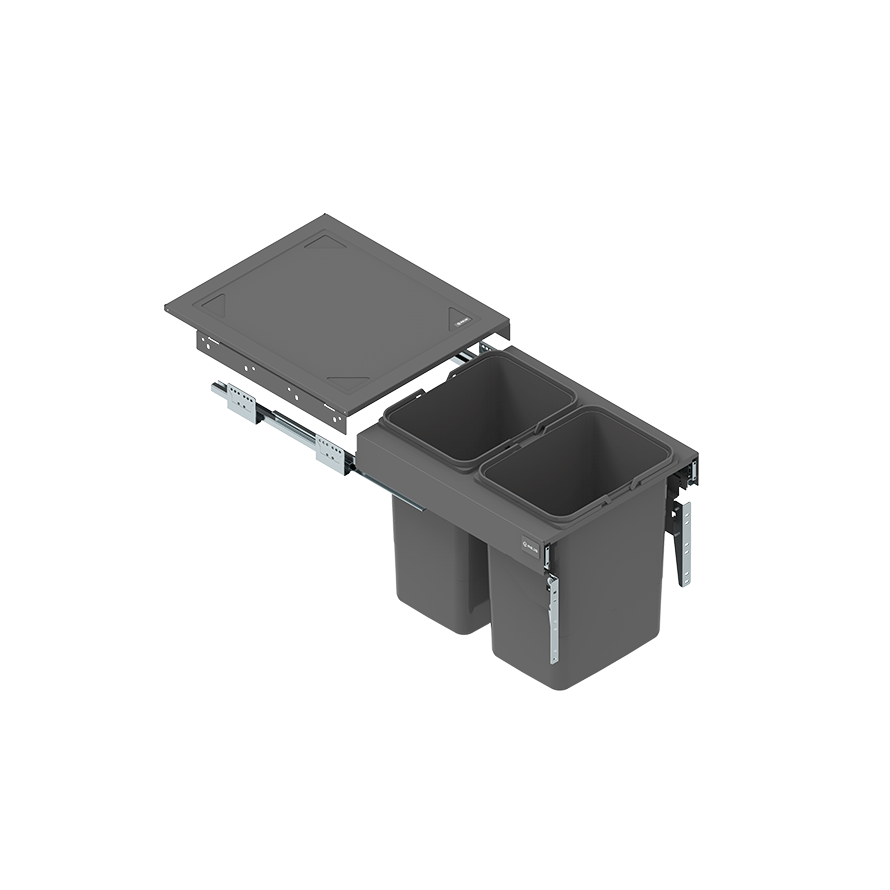 Drawer SEGREGO with containers for waste 450 mm L=480 mm GRAPHITE