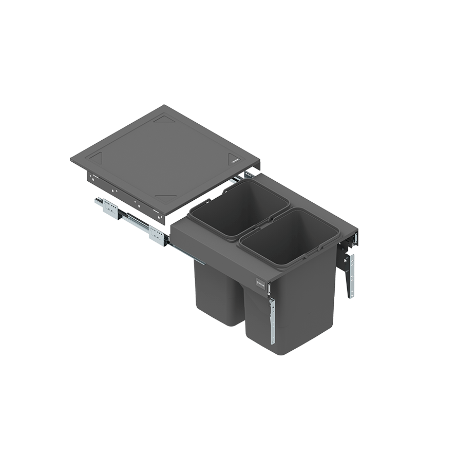 Drawer SEGREGO with containers for waste 500 mm L=480 mm GRAPHITE