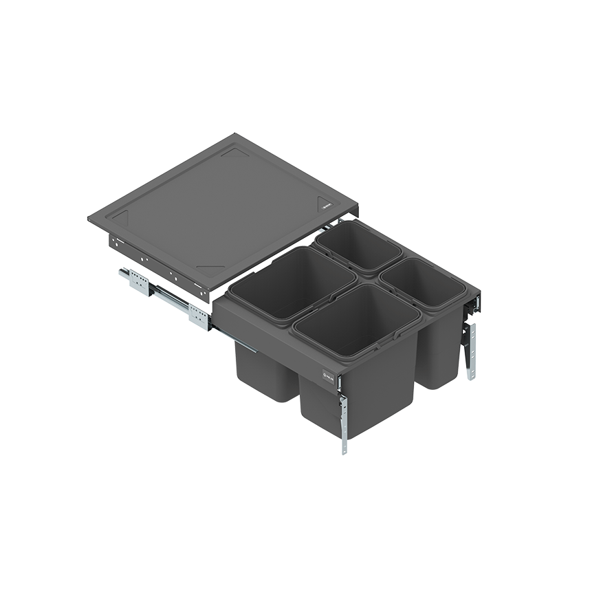 Drawer SEGREGO with containers for waste 600 mm L=480 mm GRAPHITE