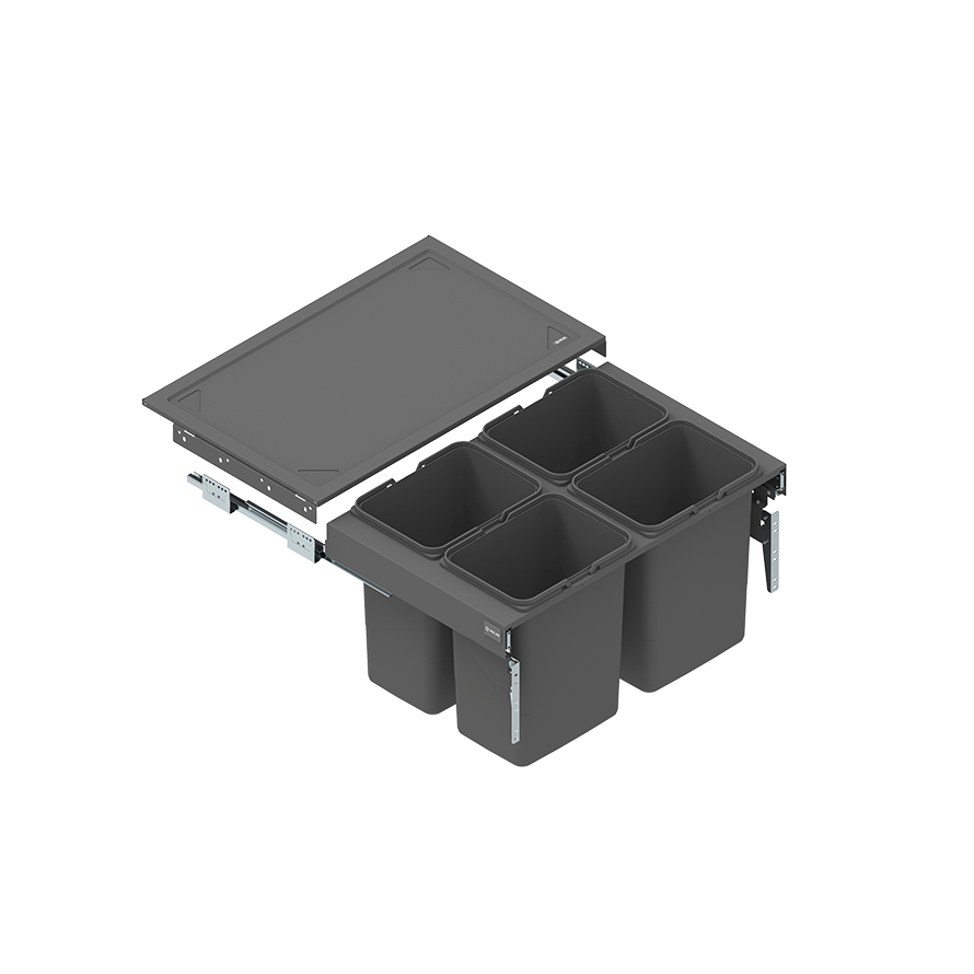 Drawer SEGREGO with containers for waste 800 mm L=480 mm GRAPHITE