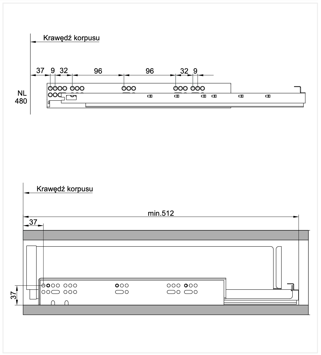Internal drawer Line Maxima PURO with decor H=80 Black/Oak
