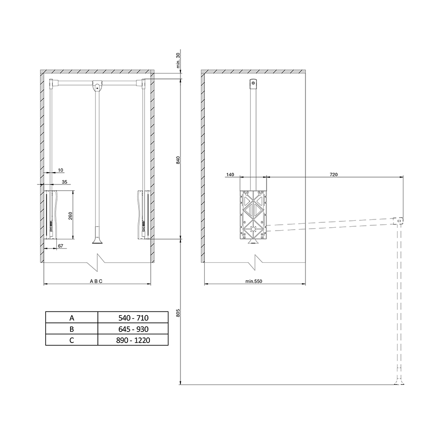 Pull-down hanger Pantograf LIFTER Basic