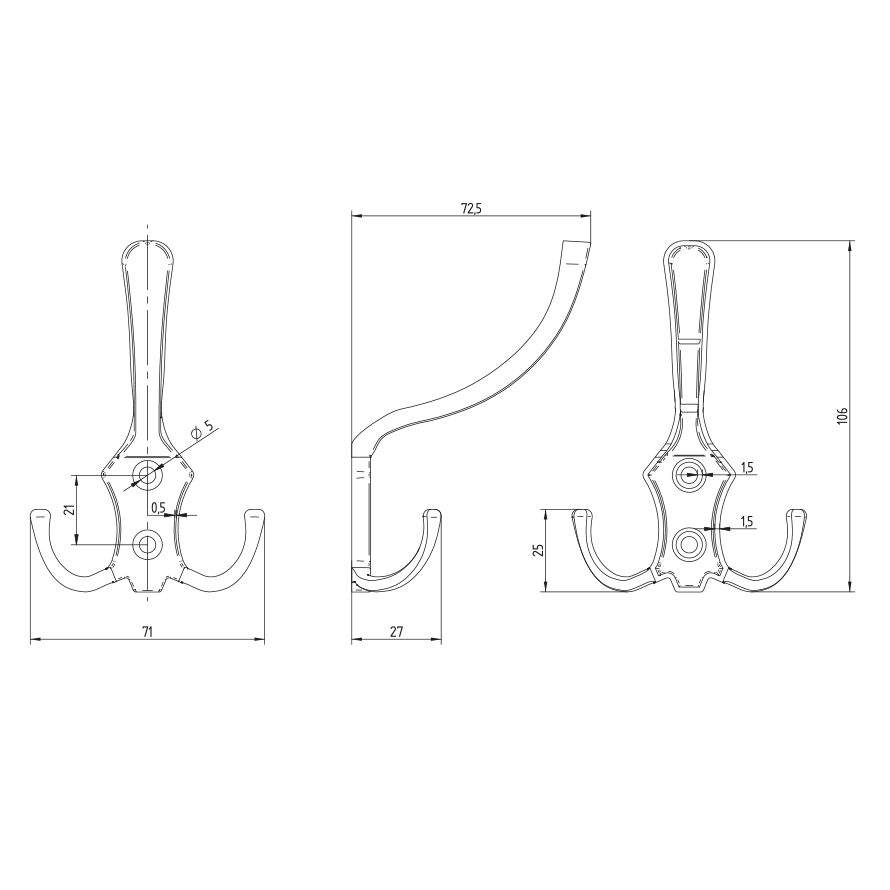 Furniture hanger triple Rivia L