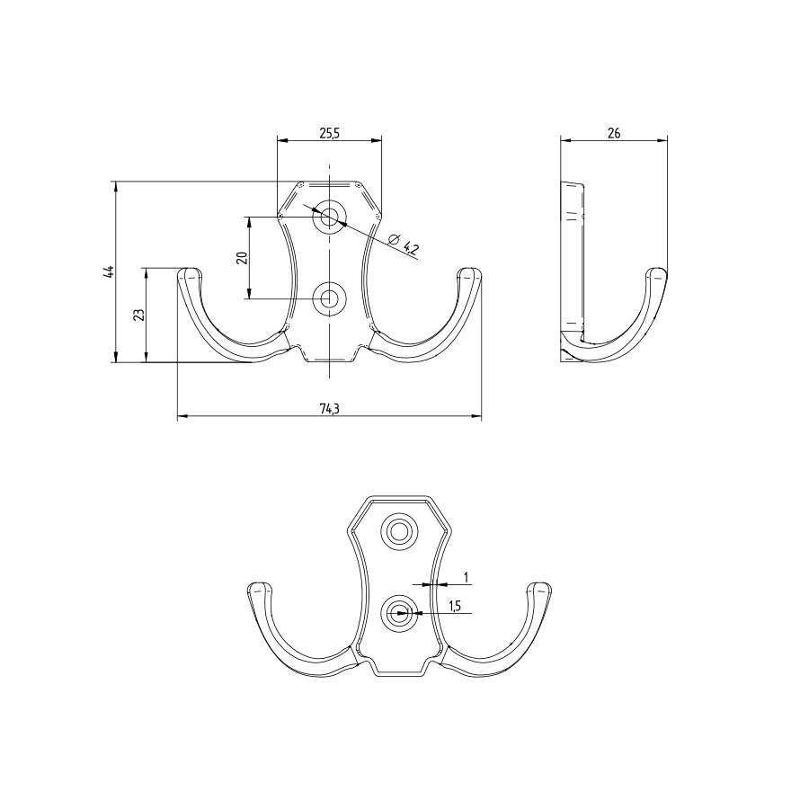 Furniture hanger double Rivia M