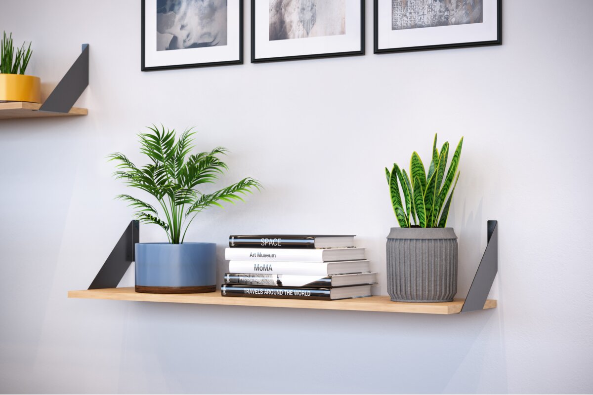 Shelf support FLAT, 20×20 cm, black mat