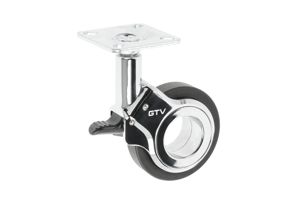 Furniture roller GTV GIRA, H=94 mm, dia60 mm, braked, plastic + steel