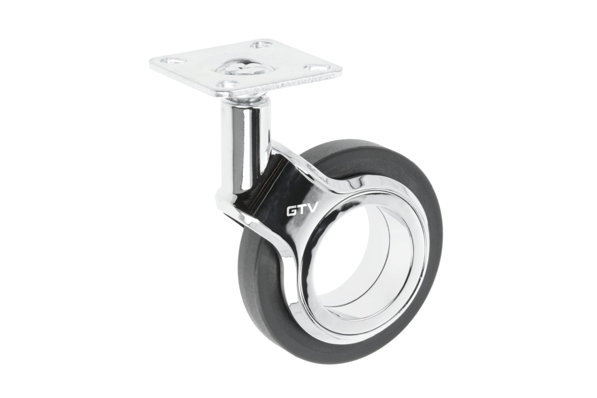 Furniture roller GTV GIRA, H=107 mm, fi75 mm, without brake, plastic + steel