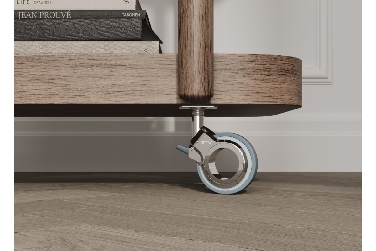 Furniture roller GTV GIRA, H=107 mm, dia75 mm, brake form, plastic + steel