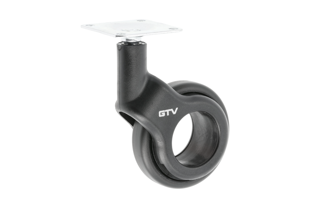 Furniture roll GTV STRADA, H=92,5 mm, dia60 mm, without brake, plastic + steel, black