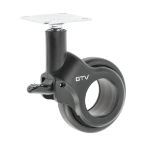 Мебельный ролик GTV STRADA, H=92,5 мм, dia60 мм, с тормозом, пластик + сталь, чёрный