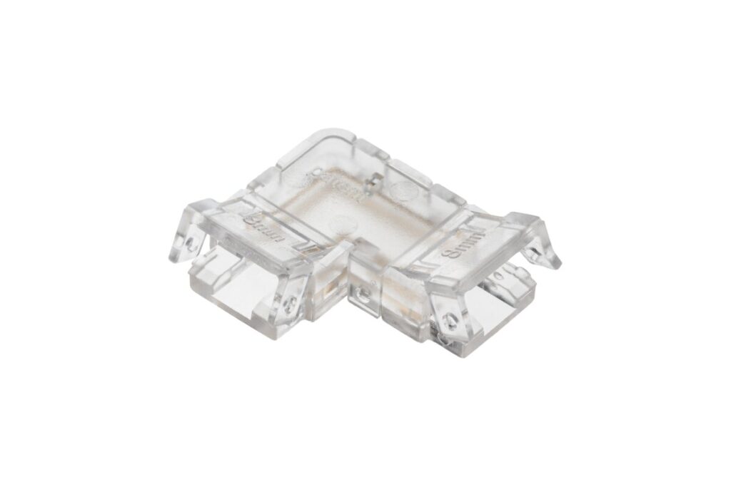Transparent corner connector for COB LED strips
