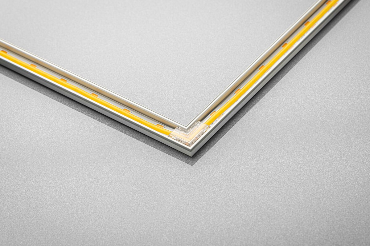 Transparent corner connector for COB LED strips