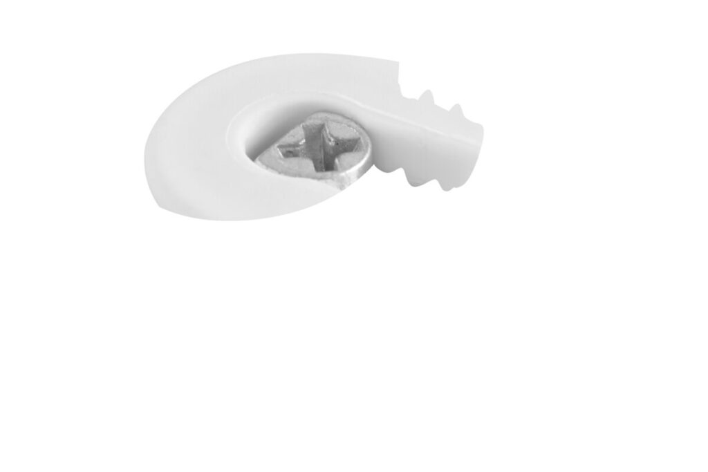 Eccentric connector GTV connector fi20mm + mandrel 20mm, thread 6x11mm, plastic, white (1000 pcs.)