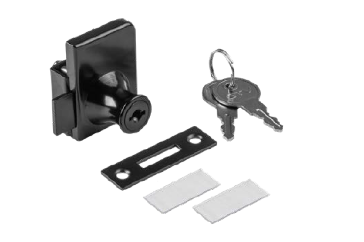 GTV 409 Glass Lock, Steel Keyed, Black